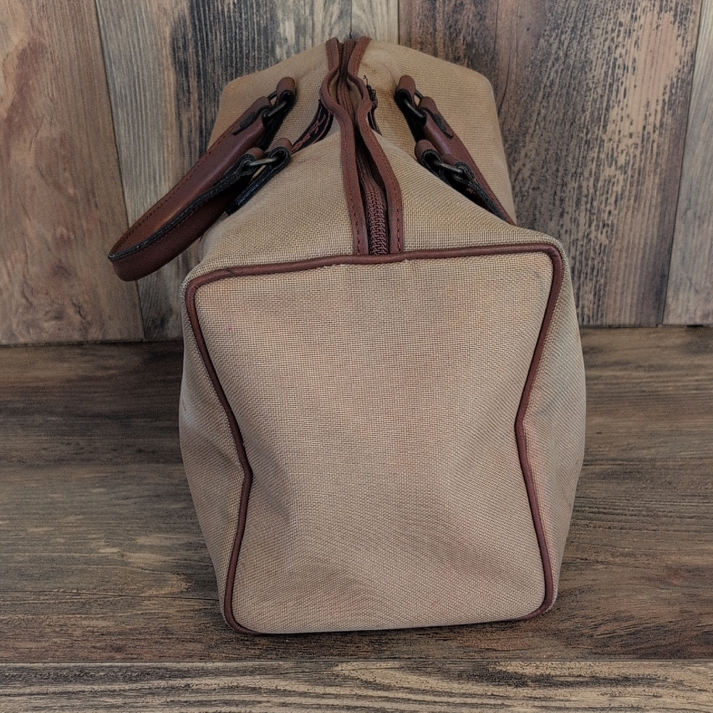 YSL Yves Saint Laurent Vintage Canvas Mini Boston Brown Leather Trim HandBag - Picture 3 of 13